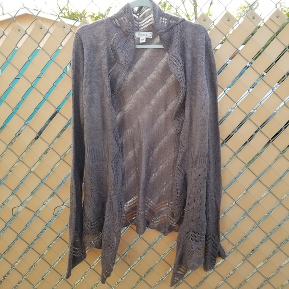 Decree Sweaters - Decree Mixed Knit Stitch Ruffle Front Card…